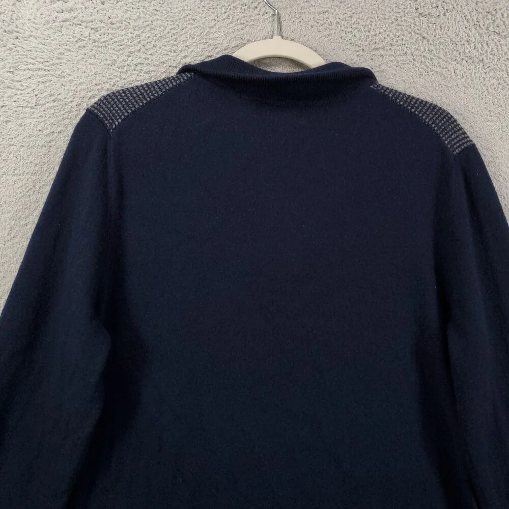 Banana Republic Extra Fine Merino Wool Sweater Mens L 1/4 Zip Pullover Blue